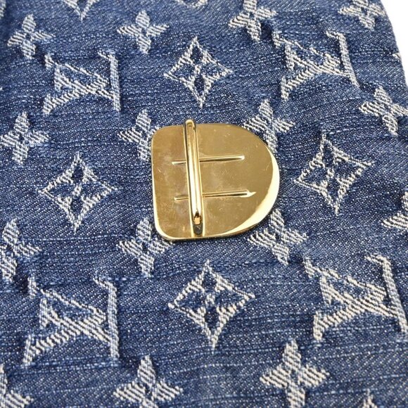 Louis Vuitton Blue Monogram Denim Pochette Plat Clutch Bag M95007 TH1026 166107 - Picture 6 of 9